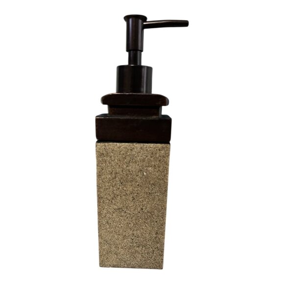 India Ink Hand-Painted Soap or Lotion Dispenser – Textured Stone Look with Bronz - Picture 1 of 4
